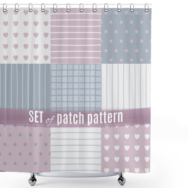 Personality  Set Of Seamless Pattern With Patchs Shower Curtains