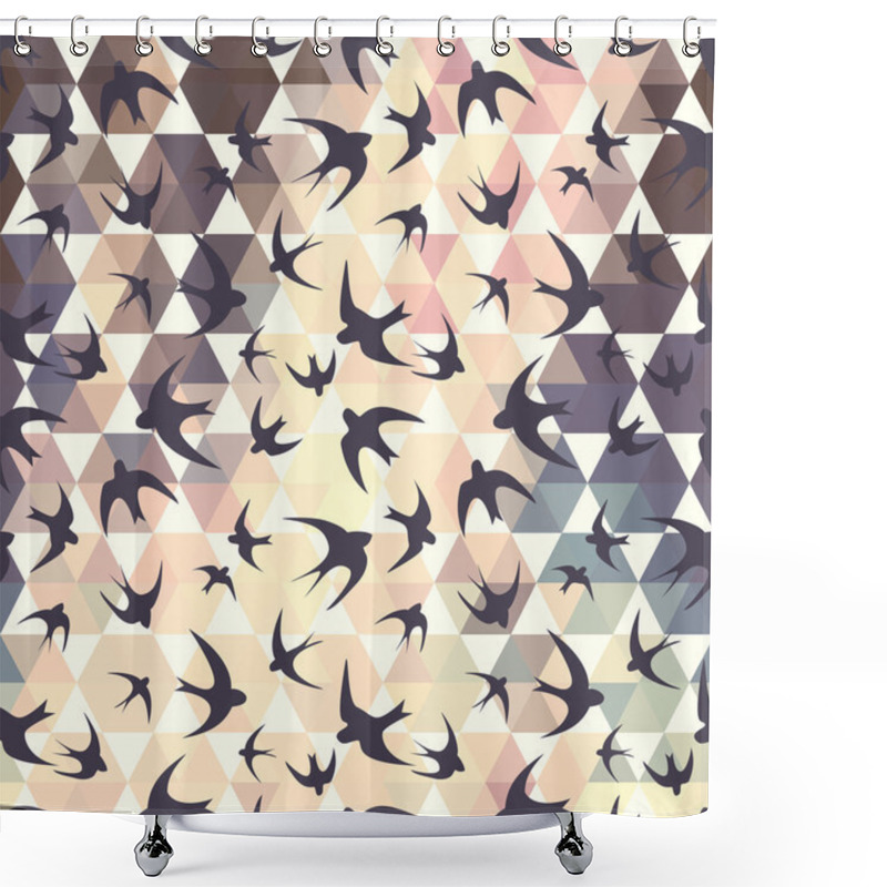 Personality   Swallow And Hexagons Shower Curtains