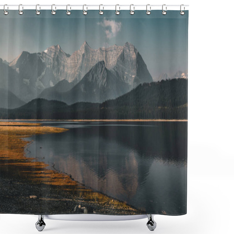 Personality  View Towards Mountains And Lake With Reflection And Tree In Lower Kananaskis Lake Of Peter Lougheed Provincial Park Kananaskis Country Alberta Canada Shower Curtains