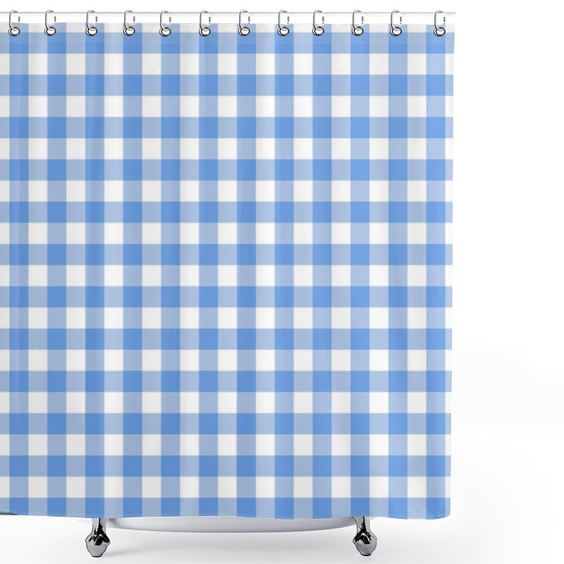 Personality  Checkered Blue Tablecloth Seamless Pattern. Gingham Plaid Design Background. Shower Curtains