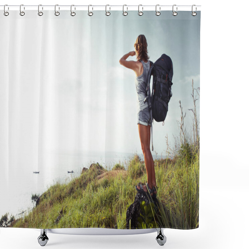 Personality  Hiker Shower Curtains