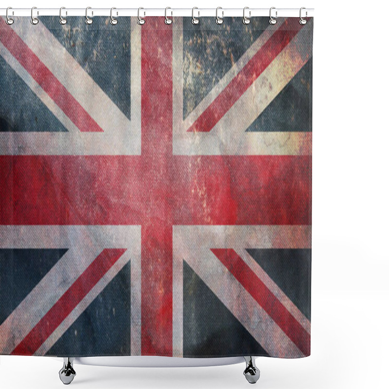 Personality  Top View Of Flag Of United Kingdom Black And Red. Plane Design, Layout. Flag Background Shower Curtains