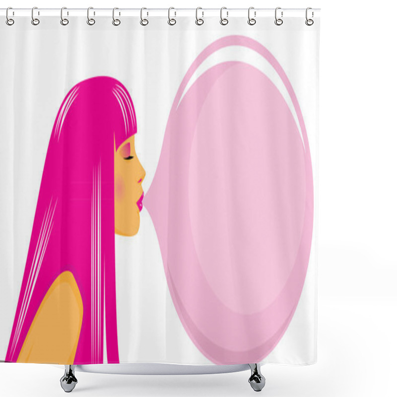 Personality  Girl Inflating A Bubble From A Chewing Gum Shower Curtains