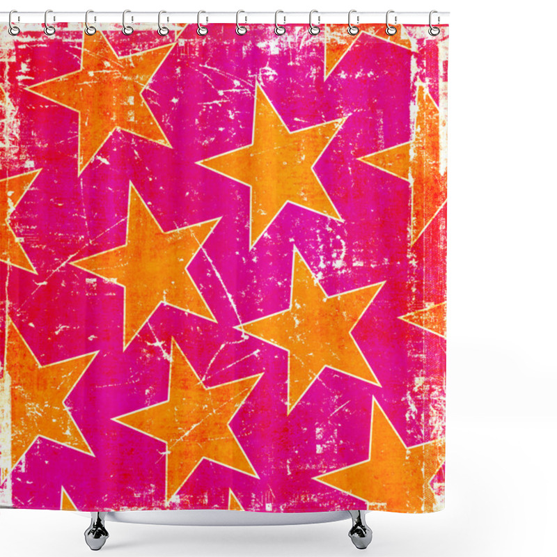 Personality  Pink Grunge Yellow Stars Background Shower Curtains