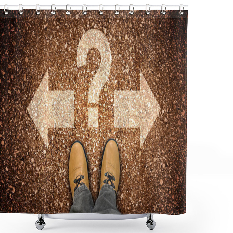 Personality  Yellow Leather Shoes, Two Arrows And Question Mark - Problem Concept Shower Curtains