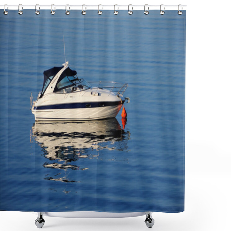 Personality  Anchored Motor Boat Shower Curtains