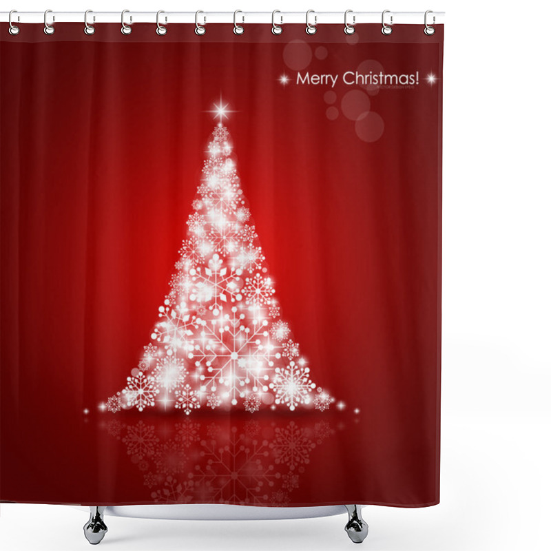 Personality  Christmas Background With Christmas Tree, Vector Illustration. Shower Curtains