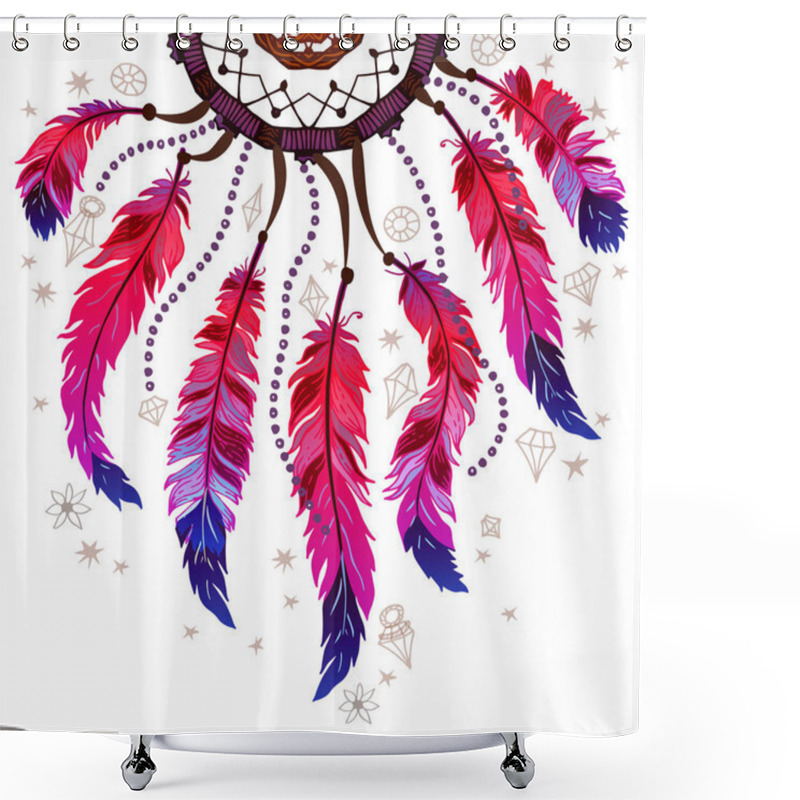 Personality  Background Border With Feathers And Crystals Shower Curtains