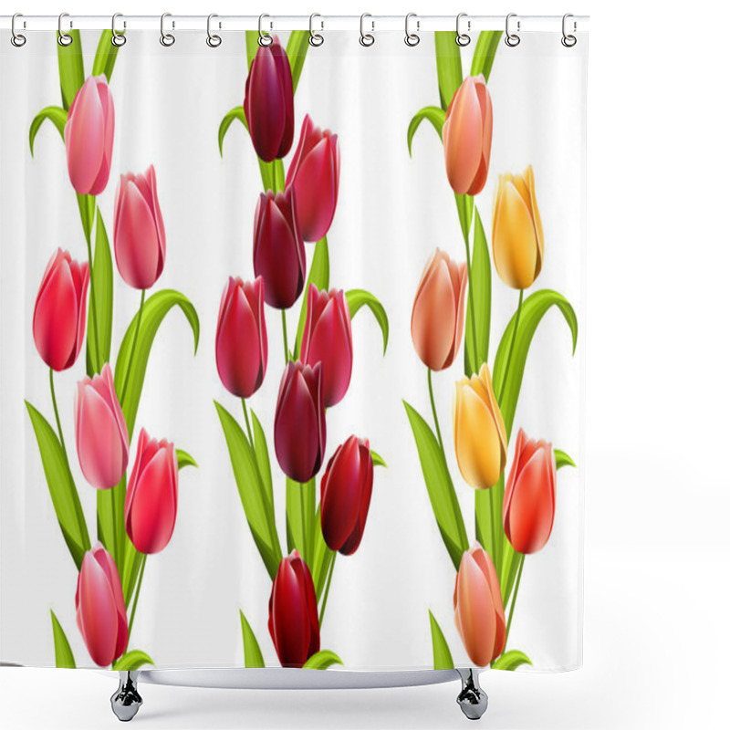 Personality  Vertical Seamless Patterns With Tulips Shower Curtains