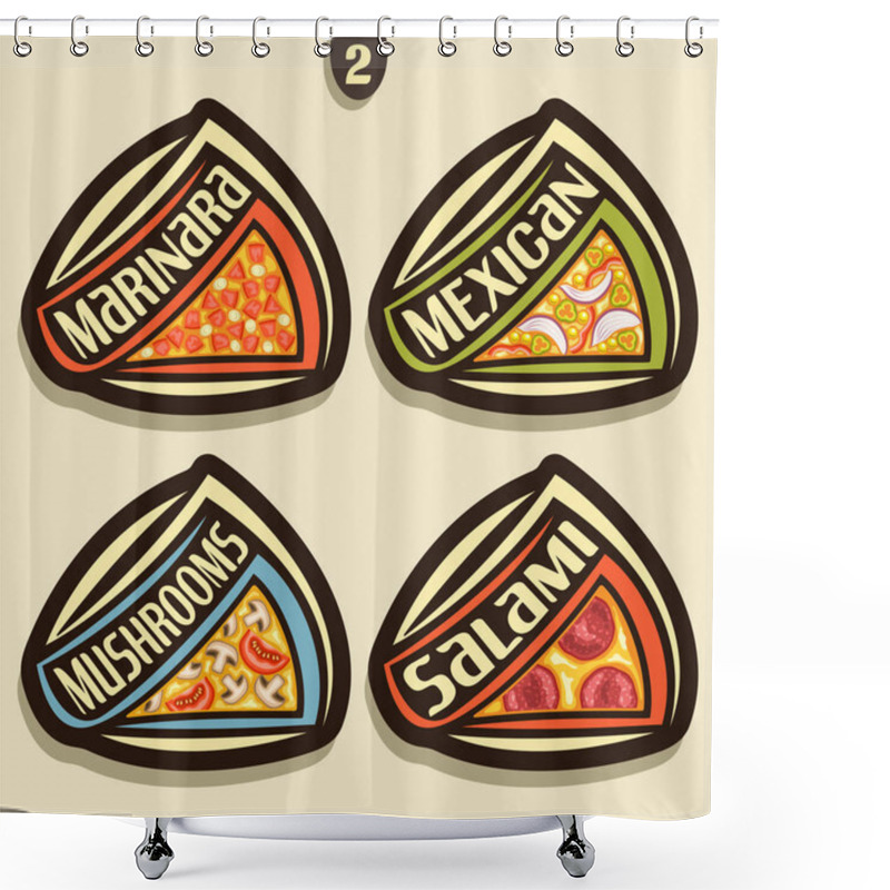 Personality  Vector Set Signs For Italian Pizza Shower Curtains