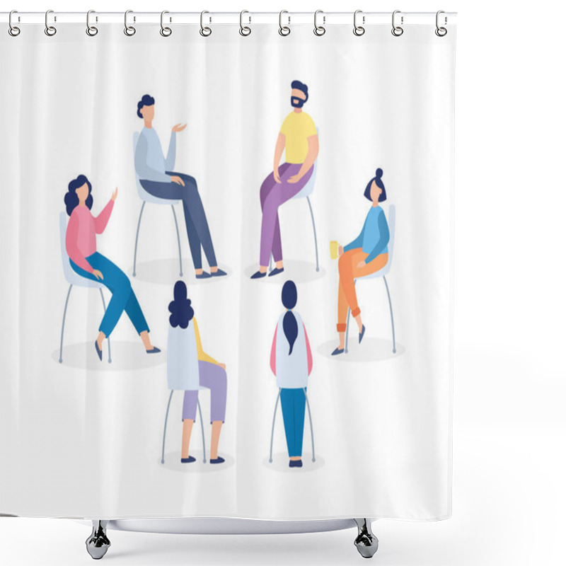 Personality  Group Session Therapy With Psychologist Or Psychotherapist A Vector Illustration Shower Curtains