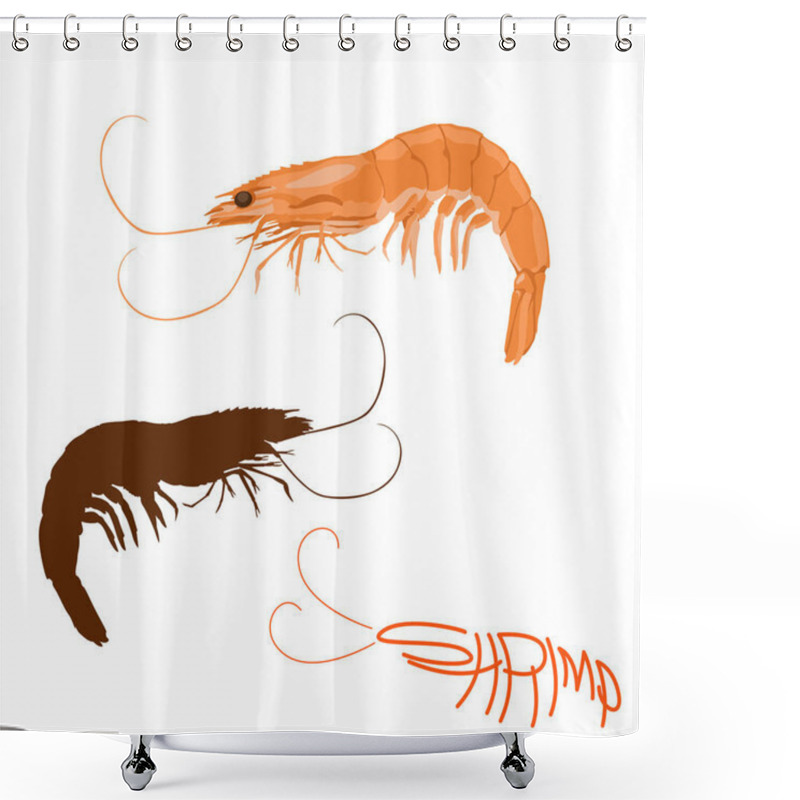 Personality  Shrimp  Vector Illustration Flat Style Logo Profile  Shower Curtains