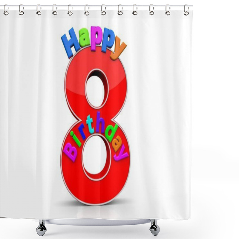 Personality  The Big Red Number 8 With Happy Birthday Shower Curtains