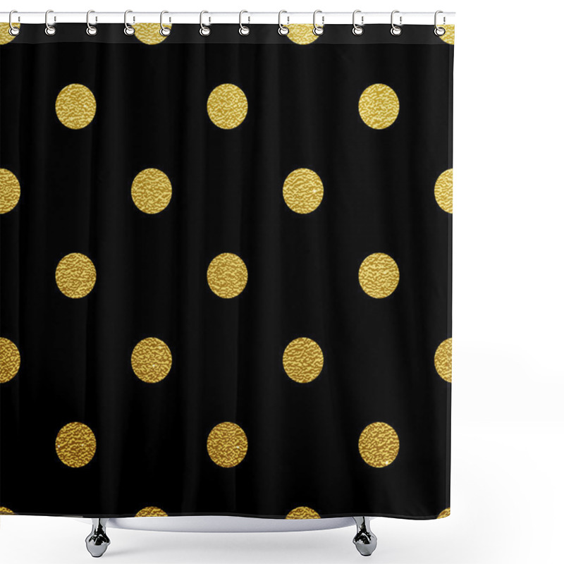 Personality  Gold Polka Dot Seamless Pattern On Black Background Shower Curtains