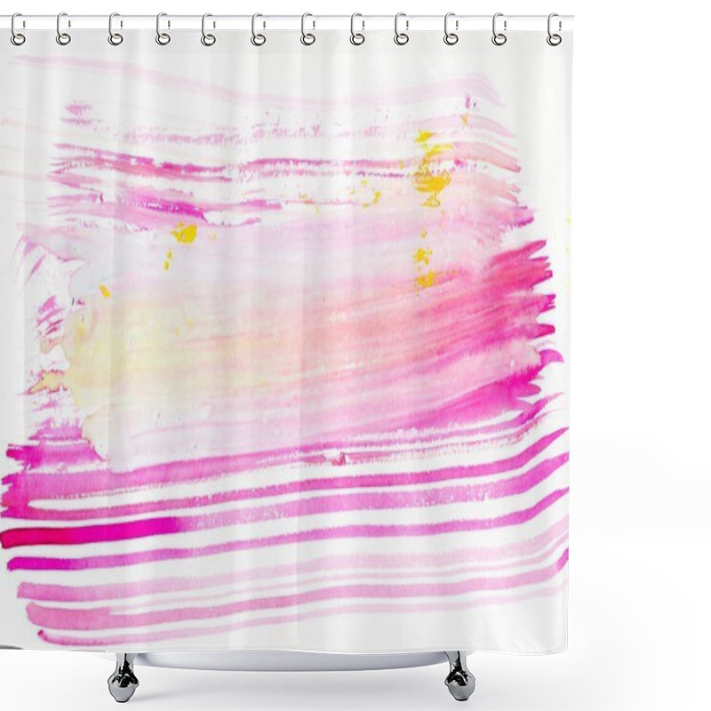 Personality  Abstract Painting With Bright Pink, Purple And Yellow Brush Strokes On White Shower Curtains