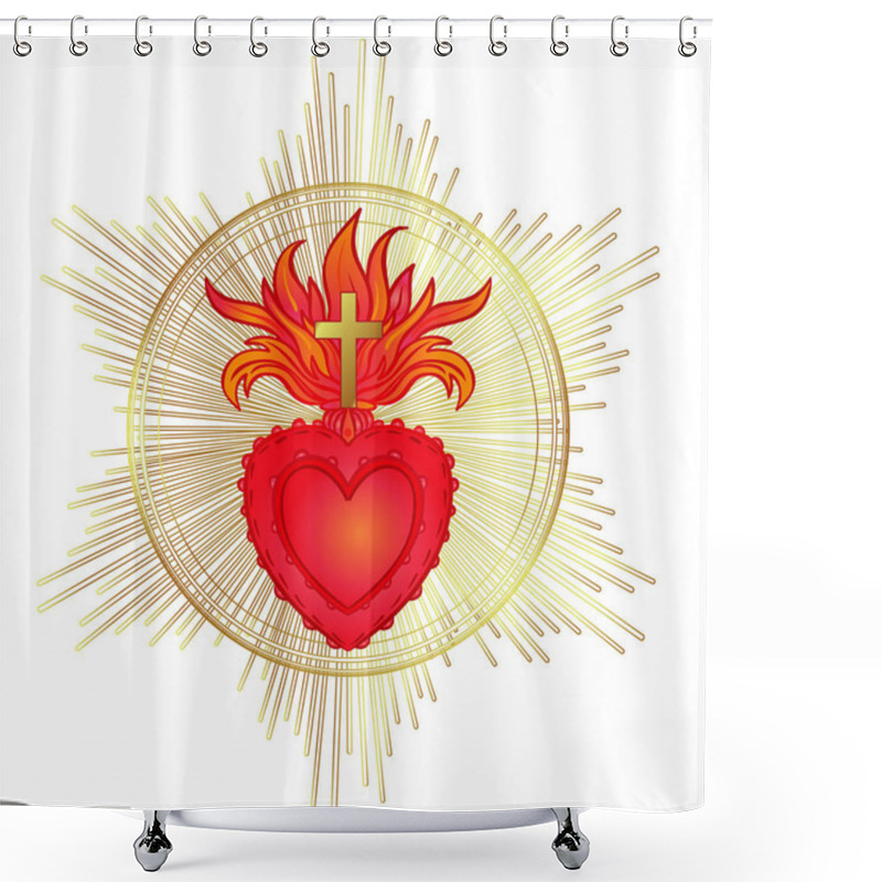 Personality  Sacred Heart Of Jesus With Rays. Shower Curtains