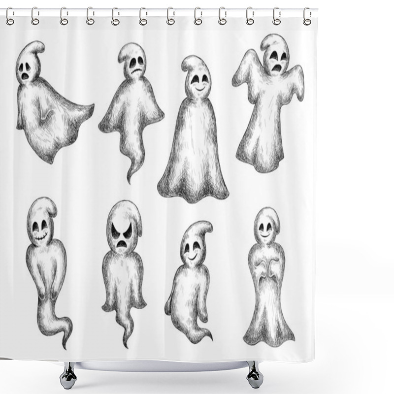 Personality  Halloween Cartoon Eerie White Ghosts Shower Curtains