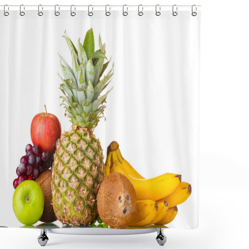 Personality  Fresh Tropical Fruits Isolated On White Shower Curtains