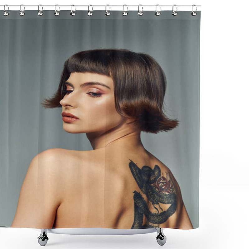 Personality  A Stunning Woman Poses Elegantly, Showcasing Her Style And Artistry. Shower Curtains