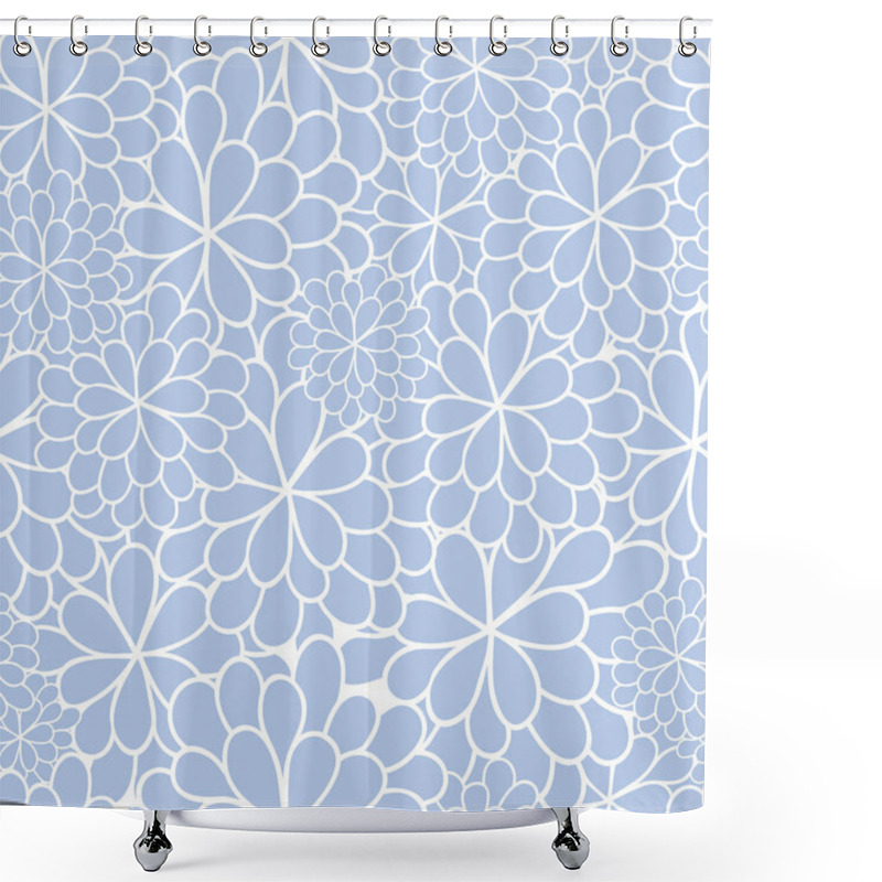 Personality  Blue Flowers Texture Vector Pattern. Shower Curtains