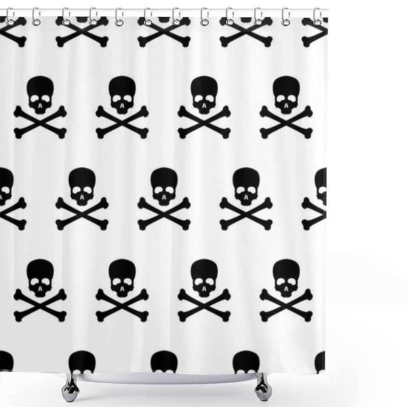 Personality  Seamless Pattern With Skull And Bones. Jolly Roger. Image For Wrapping Paper. Poison Icon Shower Curtains