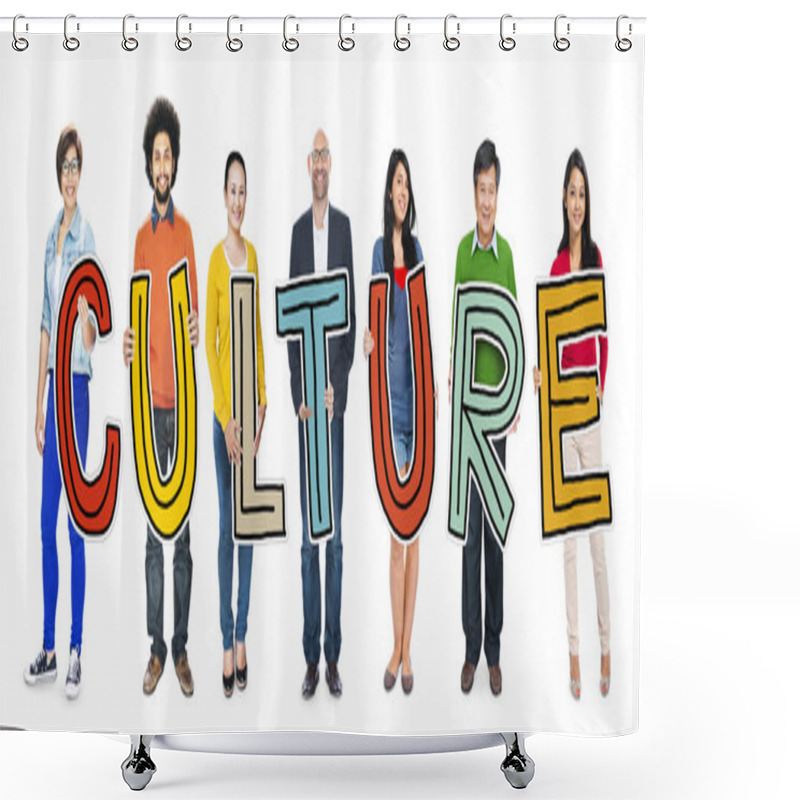 Personality  Group Of People Holding Culture Word Shower Curtains