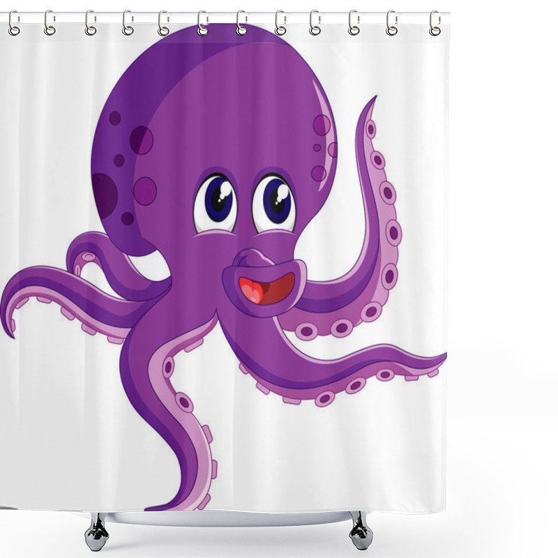 Personality  Illustration Of Cute Octopus Cartoon Shower Curtains