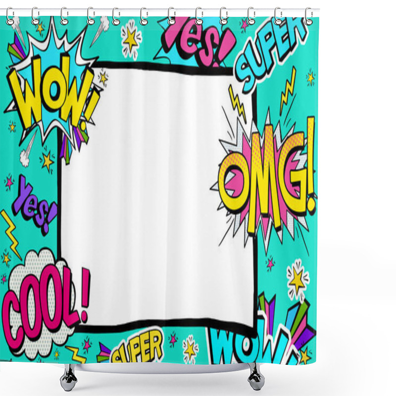 Personality  Pop Art Background With Place For Text. Advertising Frame. Wow  Shower Curtains