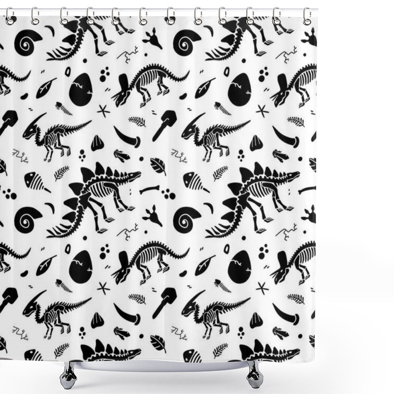 Personality  Dinosaur Skeletons And Fossils. Vector Seamless Pattern.  Shower Curtains