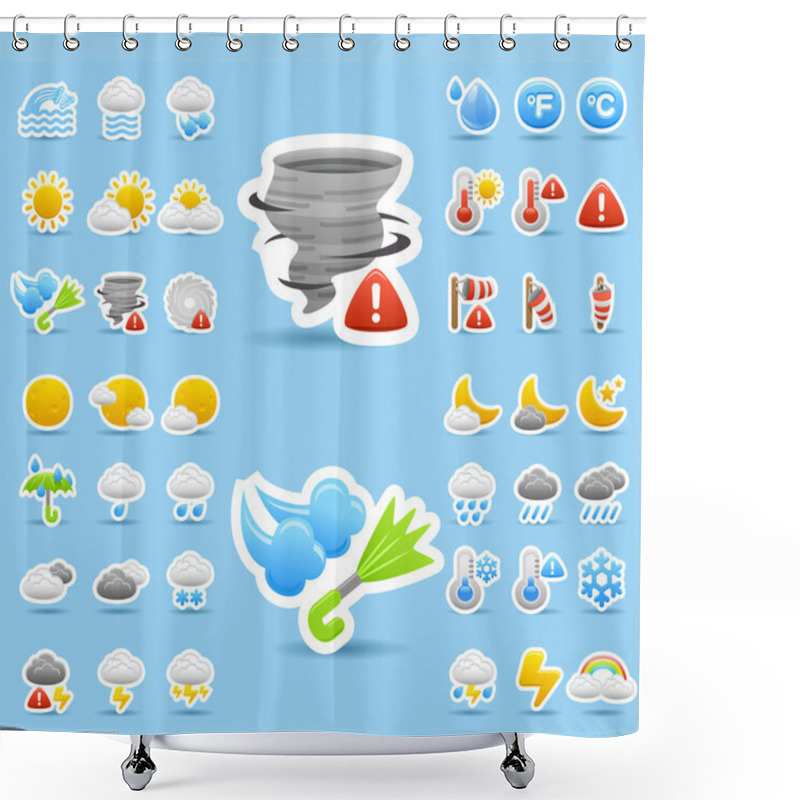 Personality  Weather Icons Set Shower Curtains