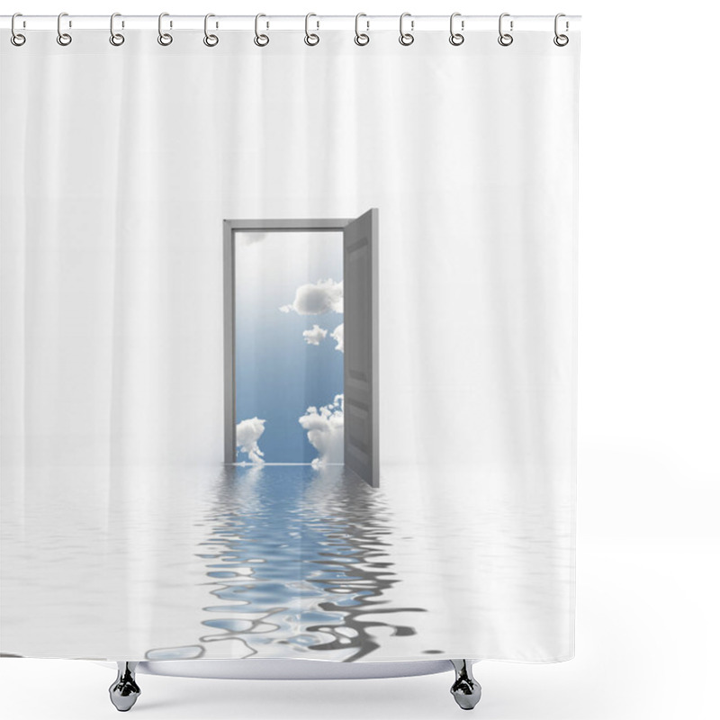 Personality  Surreal Digital Art. Doorway To The Sky. Shower Curtains