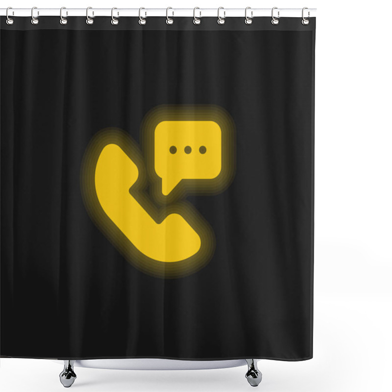 Personality  24 Hours Yellow Glowing Neon Icon Shower Curtains