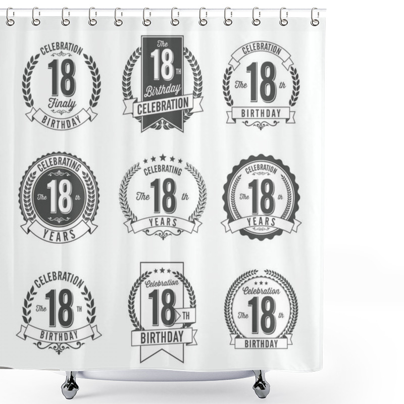 Personality  18th Birthday Celebration. Set Of Birthday Badges. Shower Curtains