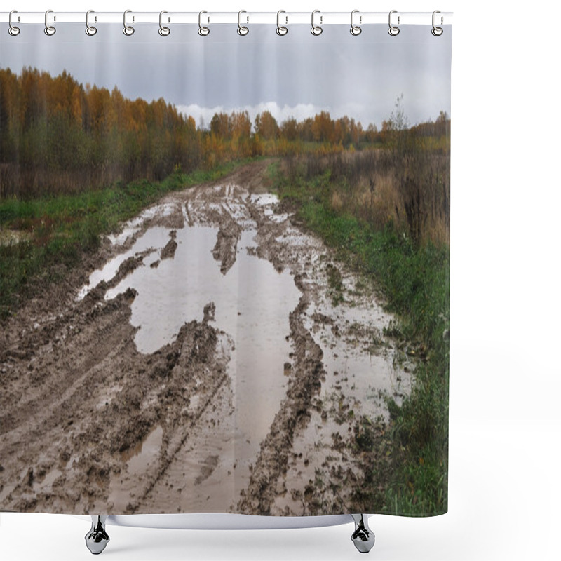 Personality  Puddles On The Dirt Road Shower Curtains