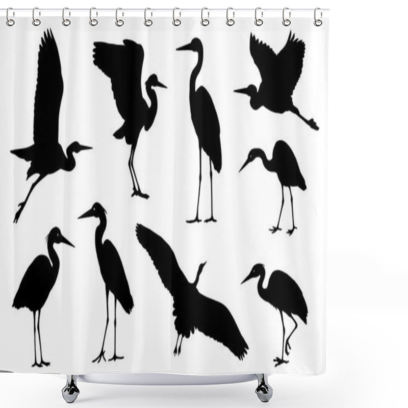 Personality  Various Heron Silhouettes Shower Curtains