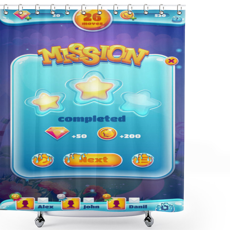 Personality  Sweet World Mobile GUI Mission Completed Shower Curtains