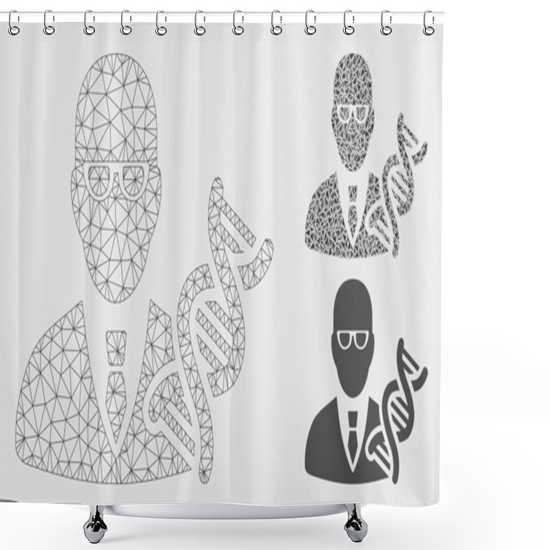 Personality  Geneticist Vector Mesh Wire Frame Model And Triangle Mosaic Icon Shower Curtains