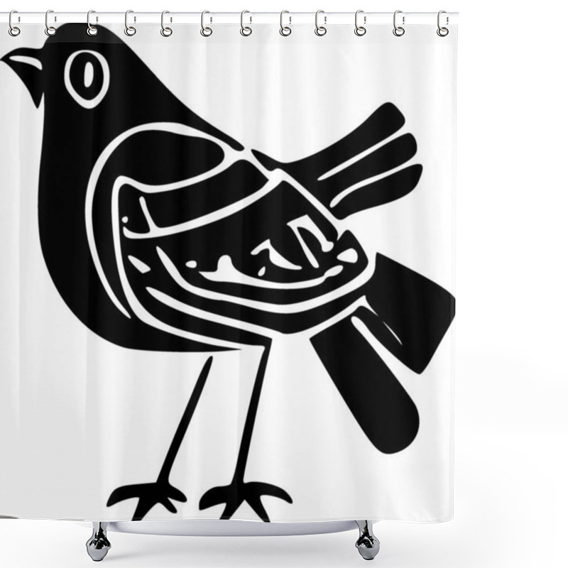 Personality  Black And White Of Illustration Of A Bird Shower Curtains