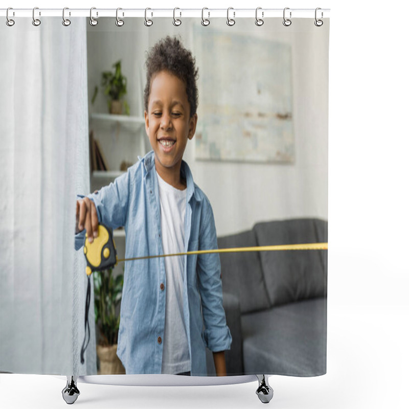 Personality  Adorable Afro Boy With Measuring Tape Shower Curtains