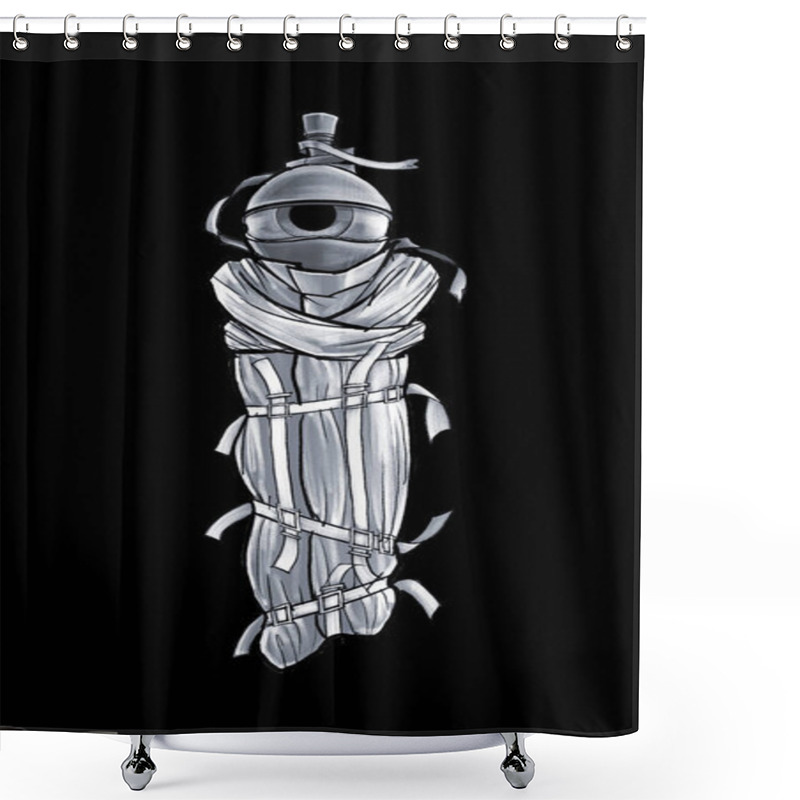 Personality  Fantasy Enchanted Living Sword In The Straitjacket Scabbard. Conceptual Fantasy Illustration. Shower Curtains