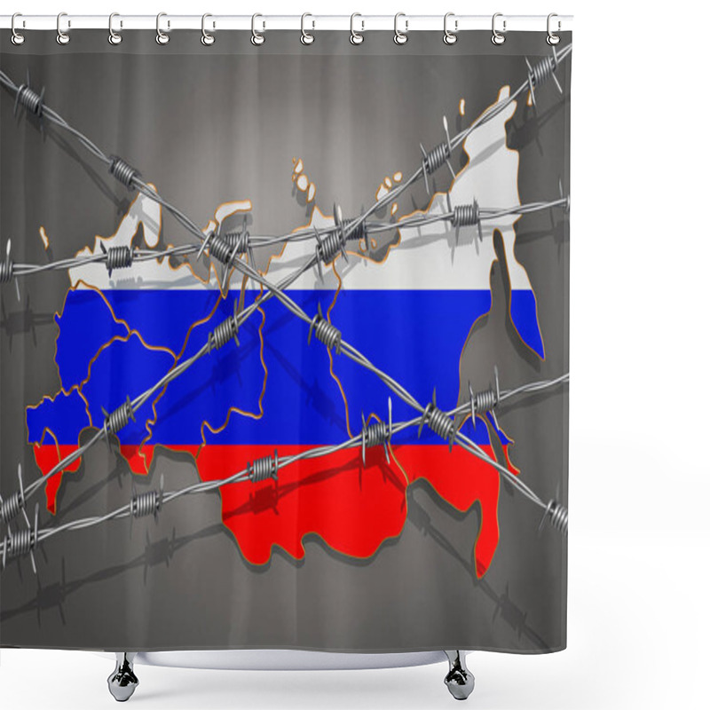 Personality  Map Of Russia With Barbed Wire, 3D Rendering Shower Curtains