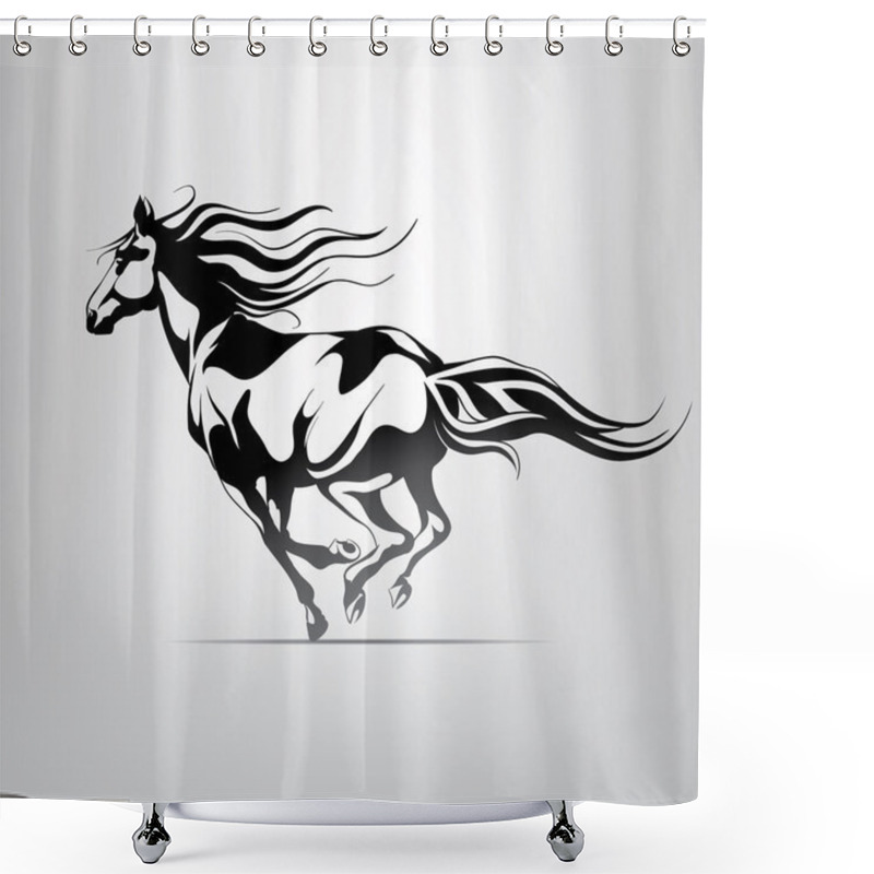 Personality  Silhouette Of  Running Horse Shower Curtains