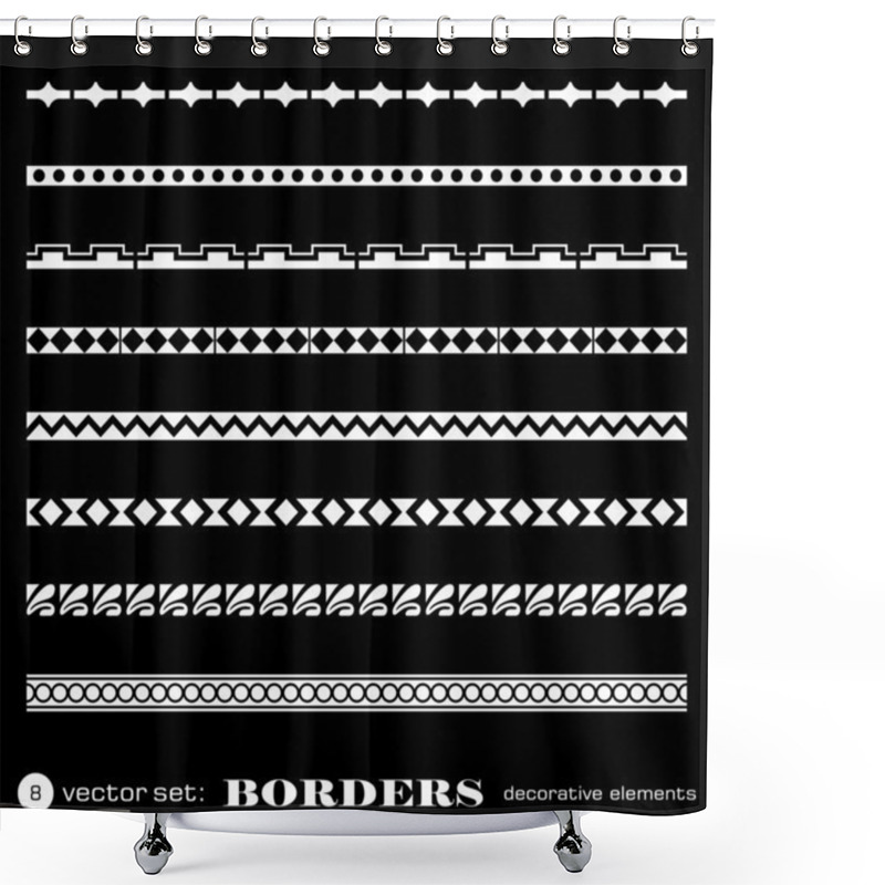 Personality  Decorative Borders Isolated On Black Background - Set 8 Shower Curtains