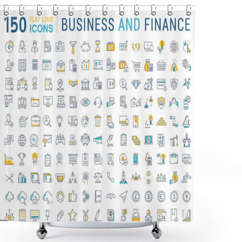 Personality  Set Vector Flat Line Icons Business And Finance Shower Curtains