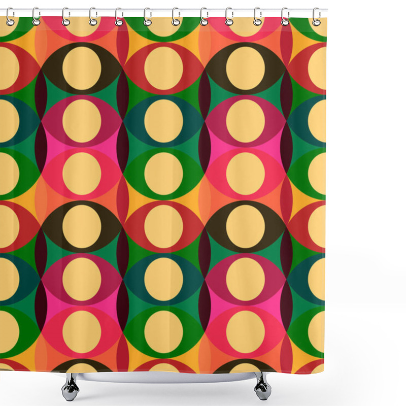 Personality  Seamless Red Yellow Circles Pattern Shower Curtains