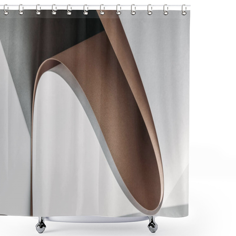 Personality  Blank White, Brown And Grey Paper Sheets, Abstract Background  Shower Curtains