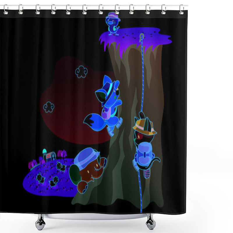 Personality  Funny Animals Are Rock Climbing Shower Curtains