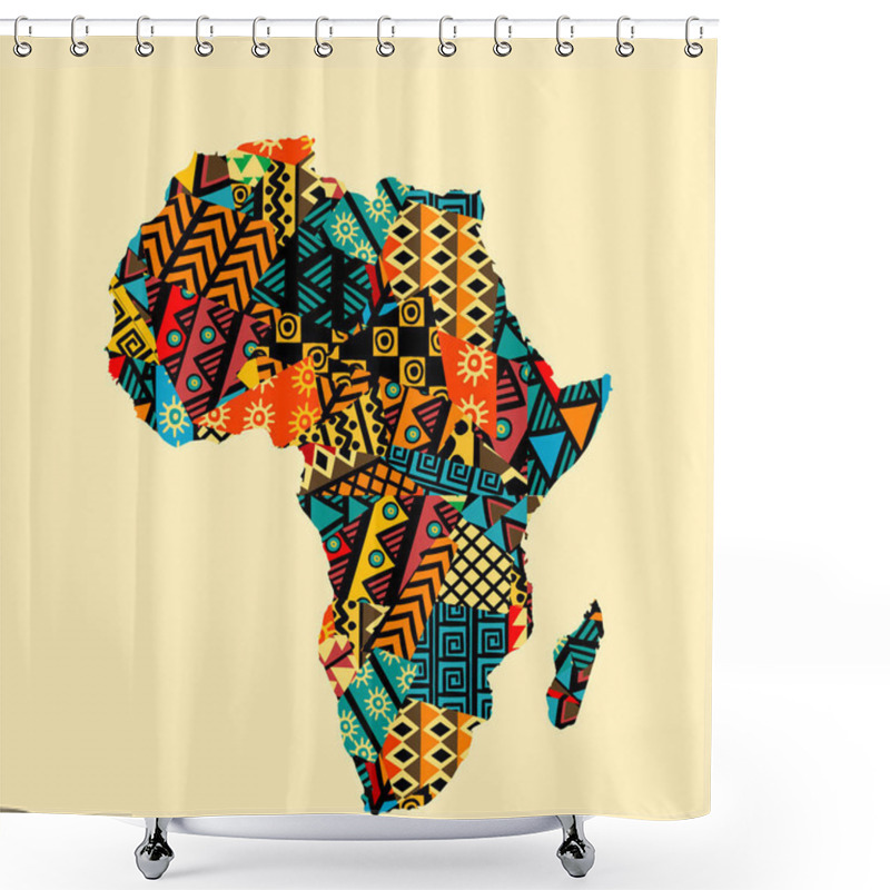 Personality  Africa Map With Ethnic Motifs Pattern Shower Curtains