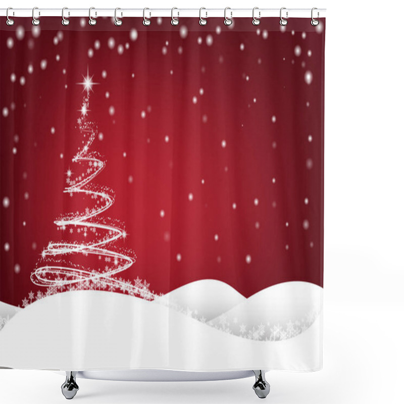 Personality  Christmas Background With Christmas Tree, Vector Illustration. Shower Curtains