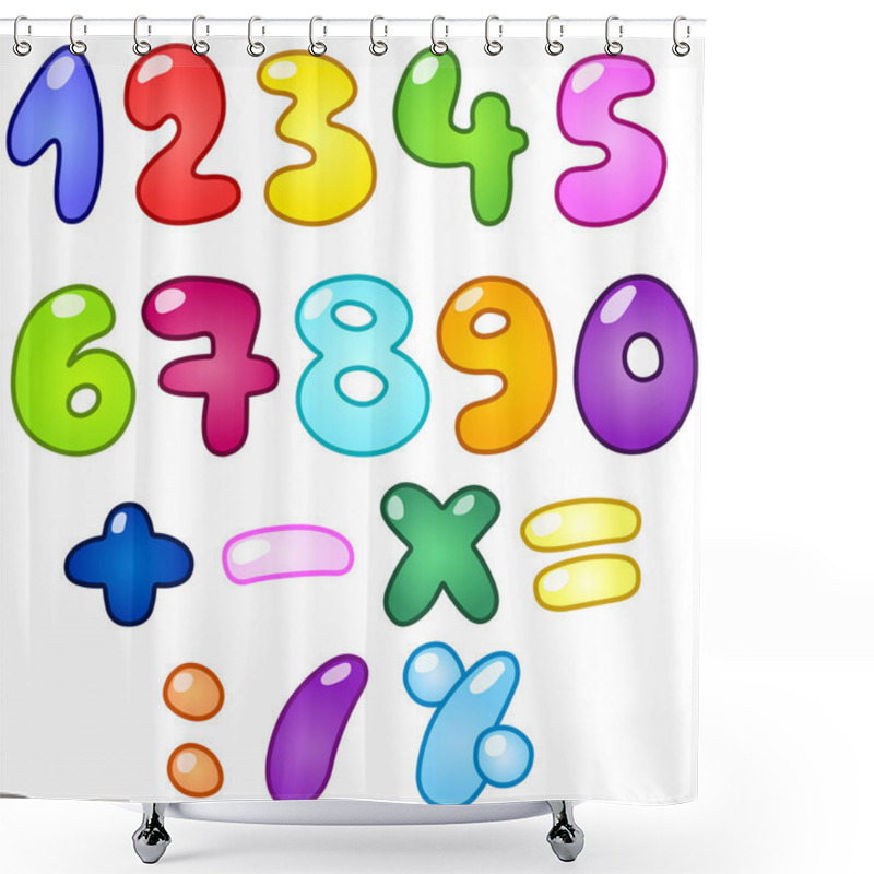 Personality  Bubble Numbers Shower Curtains